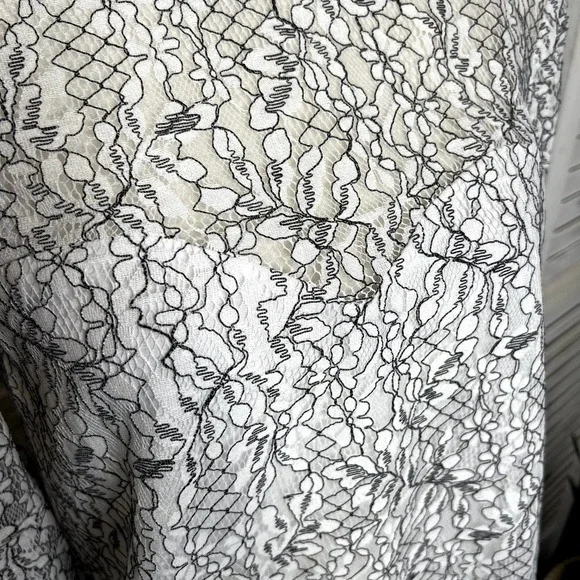 Cupcakes & CASHMERE Women's M Basewood Lace Bell Sleeve Blouse Top Black White - Picture 12 of 16